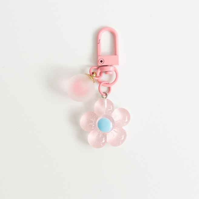 벤쿠쿠 미니 플라워 백참 가방 에어팟 키링, 연핑크(블루꽃망울), 1개