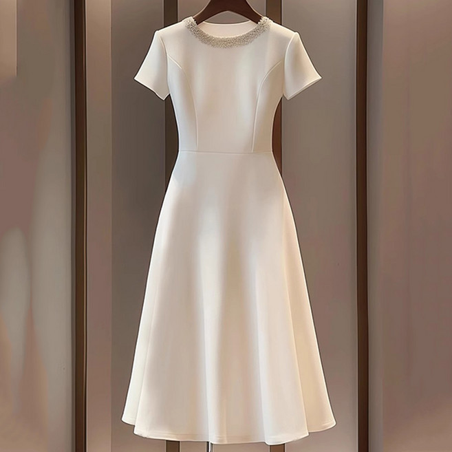 FANSYLI 결혼식 하객룩 여성 고급 정장 원피스 패션 심플 캐주얼 통근 원피스 미디 슬림 머메이드 오피스룩 X2507J6