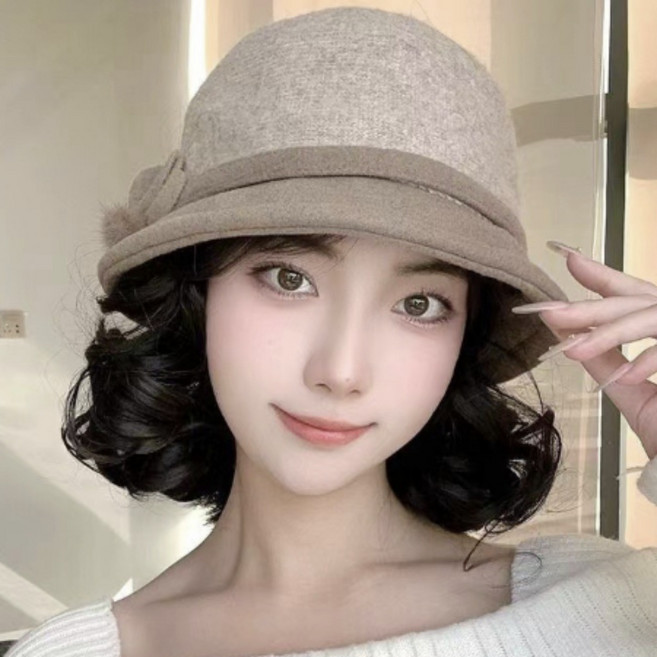 루비앤 앨리 우아한 고급 울소재 중년 엄마 모자 겨울 방한 얼굴 작아보이는 벙거지 챙모자