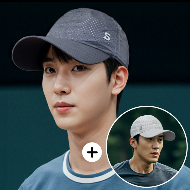 에버문 하이퍼쿨 메쉬 러닝모자 남자 스포츠 볼캡, 차콜+그레이, 1개