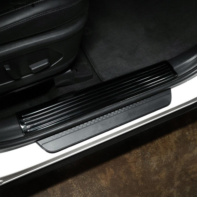 쏘렌토MQ4 호환 튜닝 용품 메탈 크롬 도어스커프, 크롬 블랙