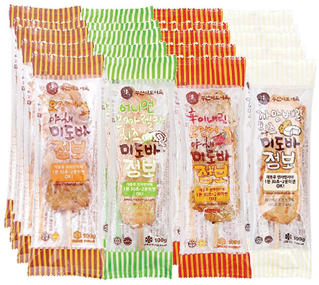 [부산3대어묵] 미도어묵 점보 미도바 4종 20팩 구성 세트, 2kg, 1세트