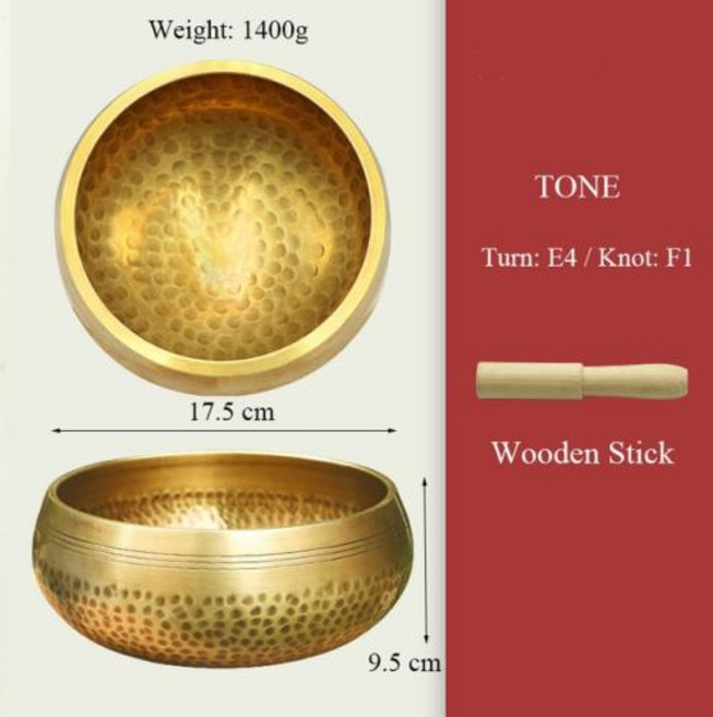 크리스탈싱잉볼 네팔 수제 티베트 불상 소리 그릇 요가 명상 노래 황동 차임 수공예 음악 치료 티베트어, With Wooden Stick