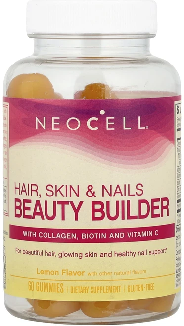 NeoCell 모발 피부 및 손발톱 Beauty Builder 구미젤리 레몬 구미젤리 60개, NeoCell모발피부및손발톱BeautyBuilder구미 - 쿠팡