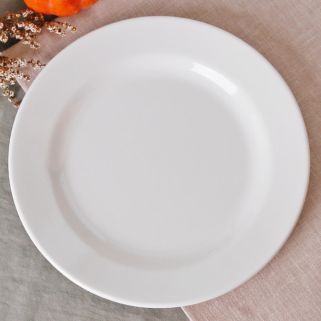 백지 양식 원형 접시 20cm 화이트 멜라민 업소용 식당 뷔페 그릇, 1개