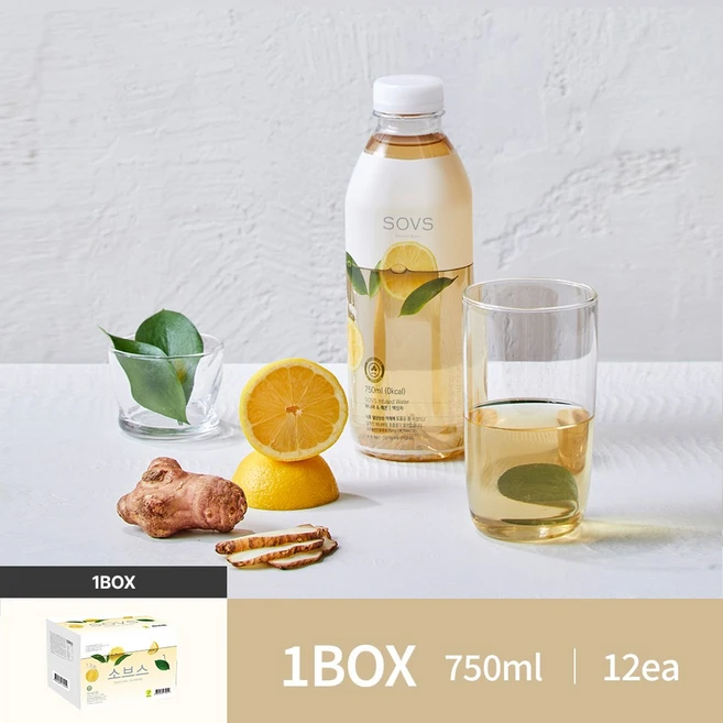 SOVS Infused Water 바나바&레몬 1Box, 12개, 750ml - 쿠팡