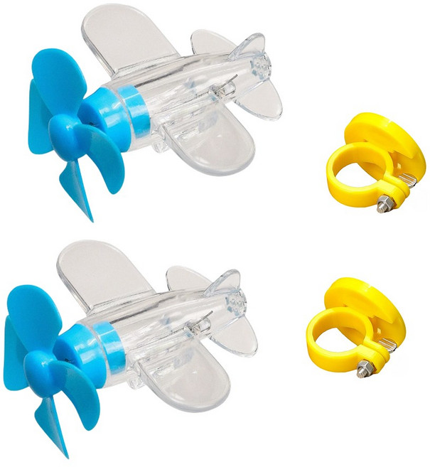 풍력발전 비행기 자전거 악세사리 스템 부착 LED No배터리 자가발전 무동력, 2개, 블루