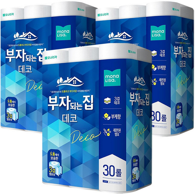 브랜드없음 모나리자 부자되는집 데코 화장지 3겹 27m, 30롤, 3개