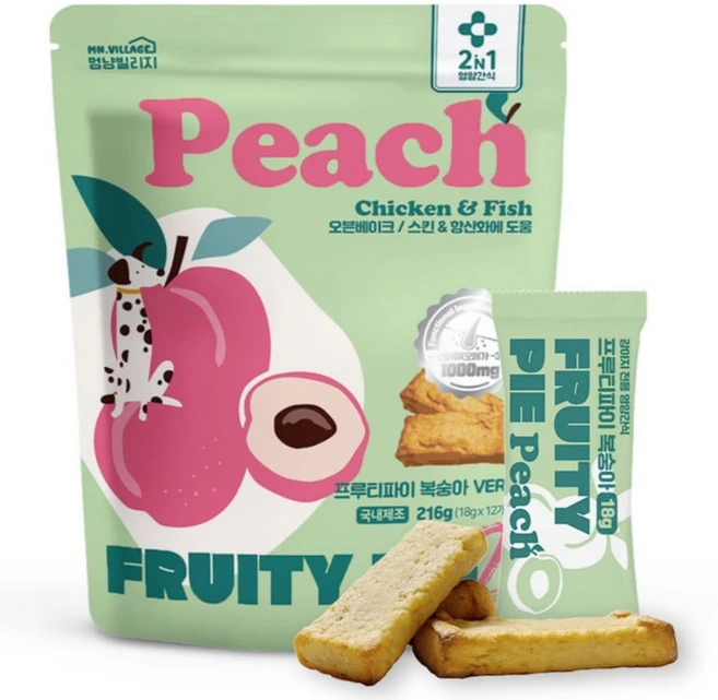 멍냥빌리지 강아지 프루티파이, 216g, 1개, 복숭아 - 쿠팡