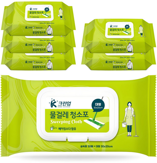 케이크린업 물걸레 청소포 30매, 6개