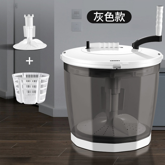 【小山】手搖洗衣機 迷你小型洗脫兩用半自動脫水機, 1個, 灰色（洗滌+脫水）