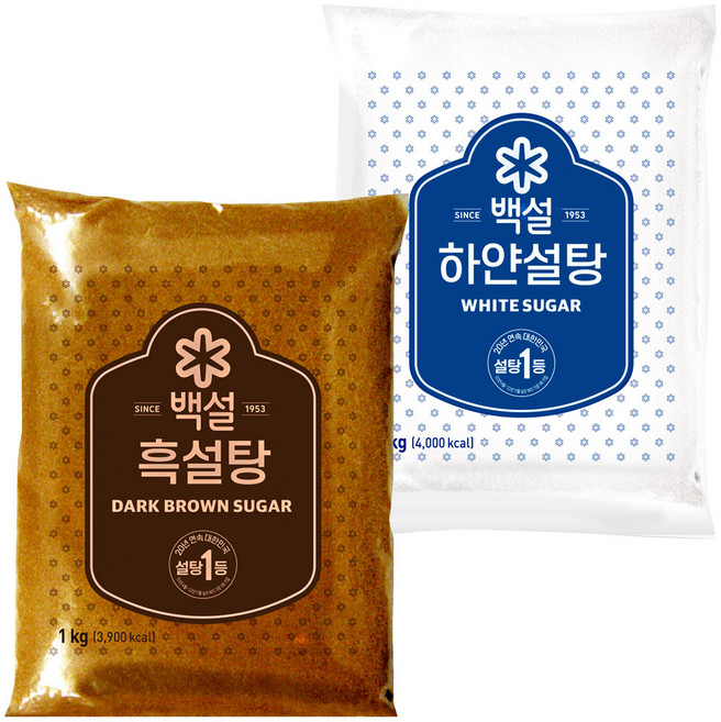 백설 하얀설탕 + 흑설탕, 1kg, 1세트