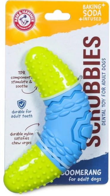애완동물 스크럽을 위한 암 앤 해머 베이킹 소다가 주입된 강아지용 부메랑 츄 장난감 독특한 모양의 내구성 있는 치아 인터랙티브 치과용, Boomerang - 쿠팡