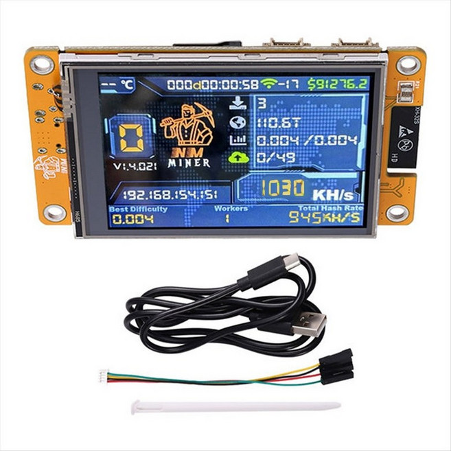 2.8인치 스마트 디스플레이로 업그레이드된 850KH/S Harshrate NMMiner 비트코인 ​​암호화 솔로 복권 채굴기 NerdMiner, As Shown