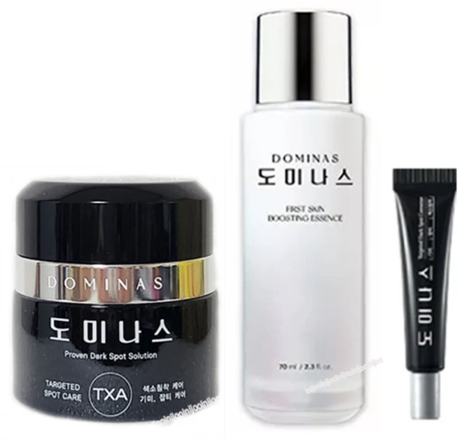 NEW 최신상 태극제약 도미나스 트라넥삼산 기미 크림 시즌6 엑스피 50g + 스킨 부스팅 에센스 70ml + 크림 7g, 1개 - 쿠팡