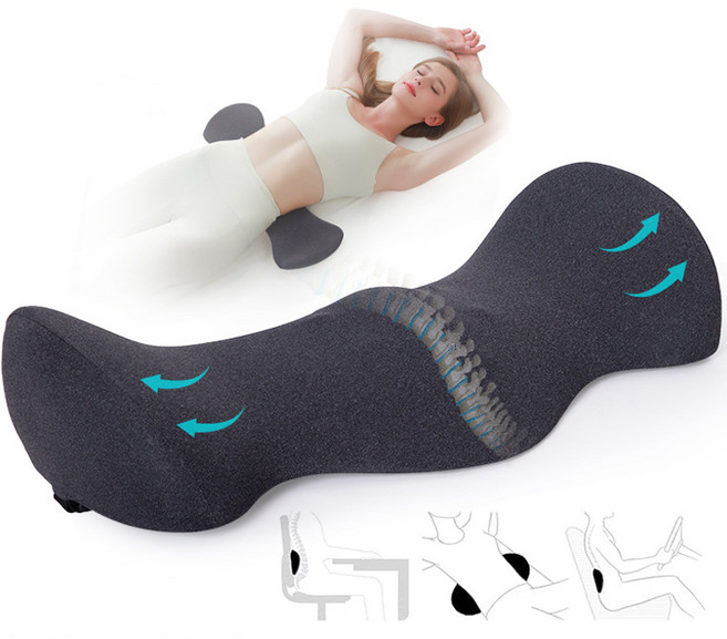 고밀도 메모리폼 허리베개 허리지지 요추베개 받침대, 1개, 딥그레이