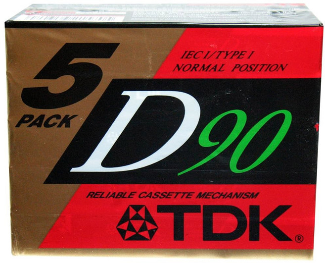 TDK 다이내믹 퍼포먼스 D90 고출력 IEC I/타입 I - 5팩 오디오 카세트 테이프
