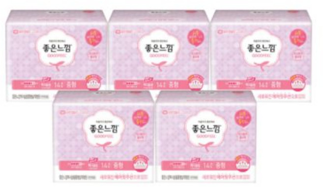 좋은느낌 생리대 맥시슬림 14개입 중형x5개, 중형, 5개