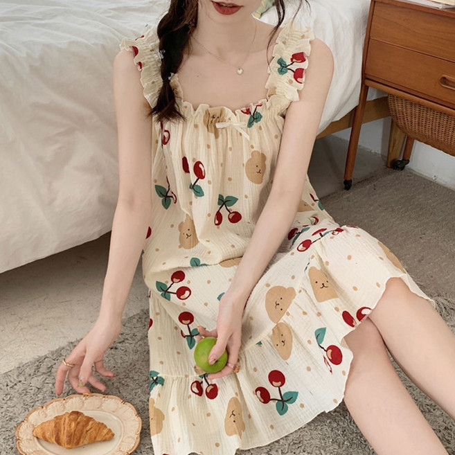 나나리빙 러블리 민소매 원피스 파자마 홈웨어