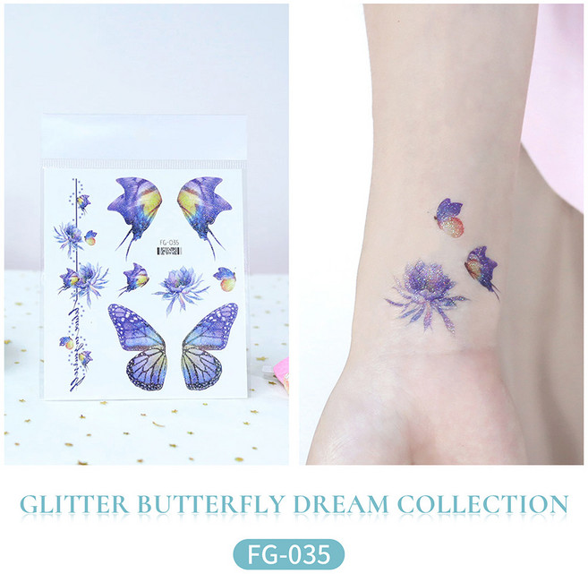 FG-007 夢幻天使翅膀紋身貼紙 防水持久, 1個, FG-35