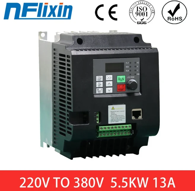 모터 속도 제어용 주파수 인버터 1 상 220V 입력 3 상 380V 출력 750W-11KW VFD 조절 가능 드라이브, 05 5.5KW, 01 1 phase 220V, 01 3 phase 380V