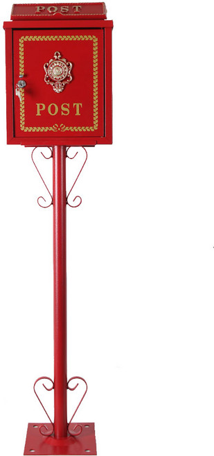 데코스토리 고풍스런 해바라기우체통 post우편함 세련된 국내제작 디자인 스탠드우체통, 레드