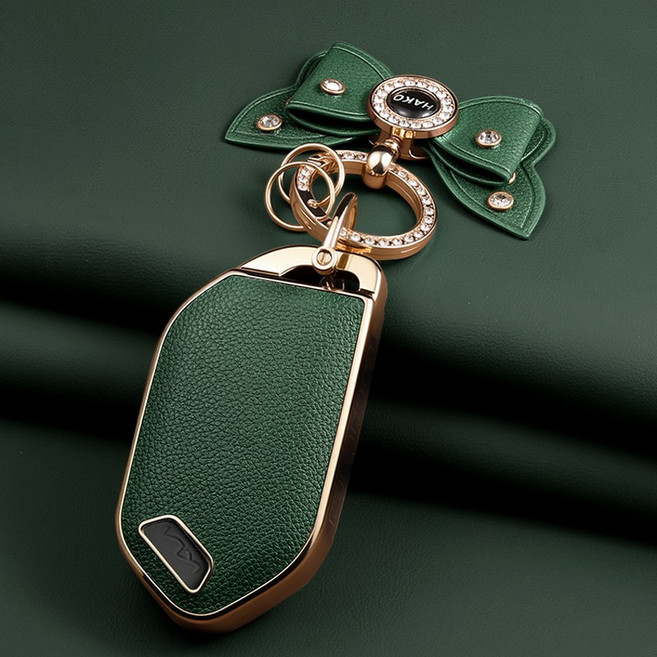 HAKO 소프트 가죽TPU 차키케이스+나비키링 (기아호환), K-10(4버튼), 그린