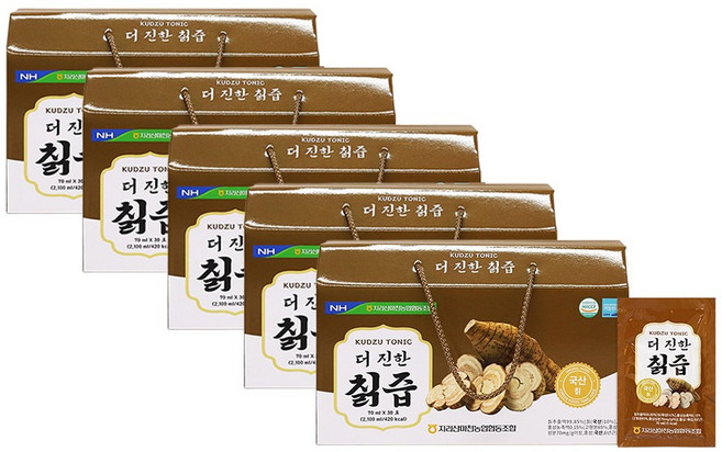 지리산마천농협 더진한 칡즙 70ml 30포x5박스 100%국내산칡 6년근홍삼 해썹시설, 5개, 2.1L