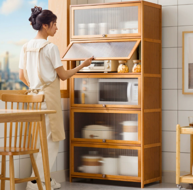 미니찬장 원목 컵진열장 그릇장 빈티지 수납장 보관함 다기장 캐비닛 유리 쇼케이스, 3층 문 80cm 무지개 문