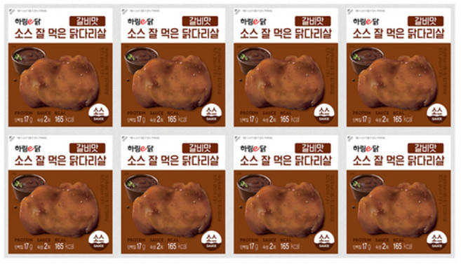 하림e닭 소스를 가득 머금은 닭다리살 갈비맛, 8봉, 100g, 8개
