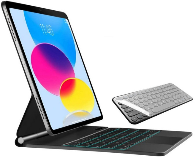 아이패드 11세대(A16) 10세대 10.9인치 호환 전용 매직 키보드 블루투스 케이스 한글 각인 아이친구, 블랙(한글 각인)