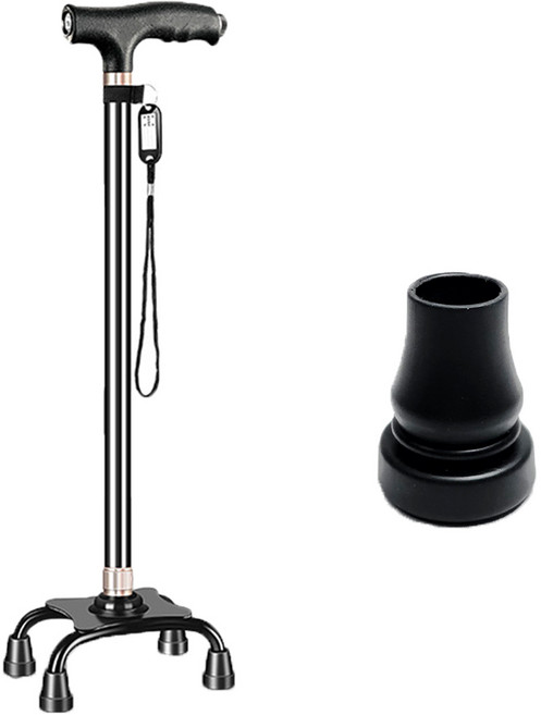 라니핏 LED 라이트 노인 지팡이, 블랙, 1세트