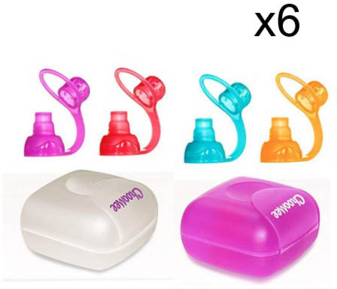 츄미 소프트 파우치 토퍼 2p 케이스 화이트 퍼플 6팩 ChooMee SoftSip Pouch Tops + Case