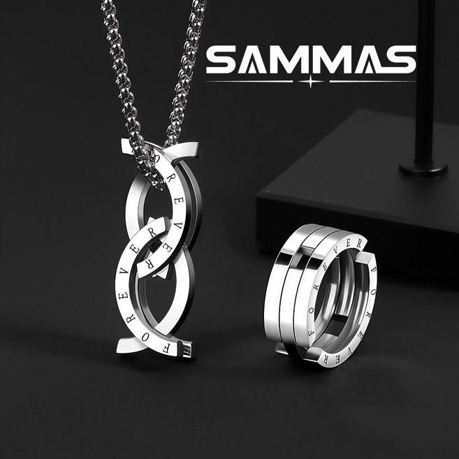 SAMMAS 戒指項鍊 優質鈦鋼戒指 醫療鋼 男士戒指 變形戒指 親吻魚項鍊 指環 兩用戒指 男戒 男項鍊 防水 不過敏