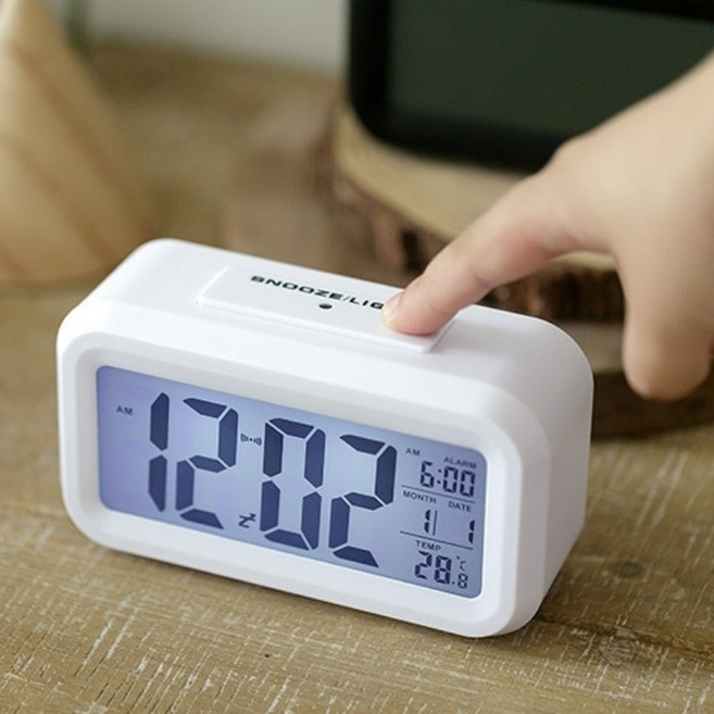 led 무소음 심플 디지털 알람 테이블 탁상용시계, 화이트