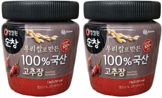 청정원 100퍼센트 국산 고추장, 1kg, 2개