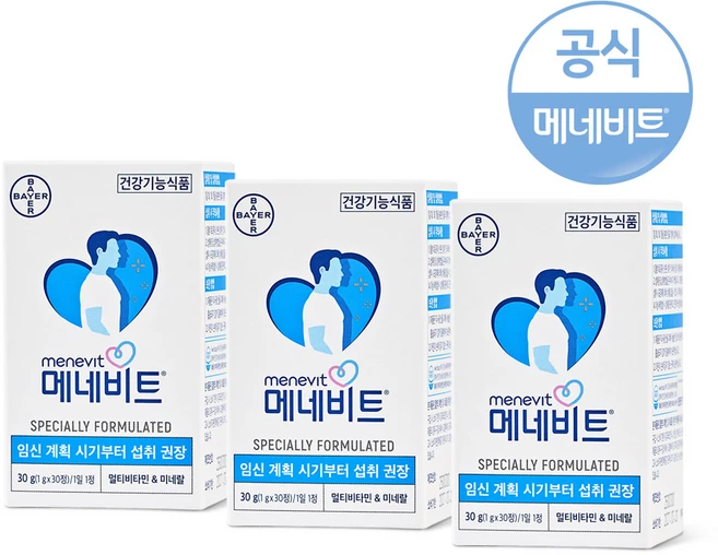 메네비트 남성용 임신준비 멀티 비타민 30g, 30정, 3개 - 쿠팡
