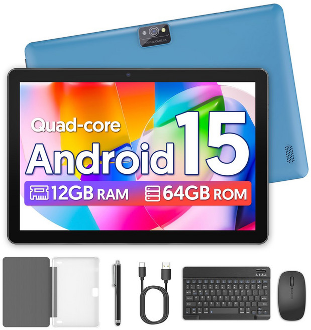BAKEN 글로벌 에디션 PC 프로세서 6000MAH 안드로이드 쿼드코어 지원 15 시스템 태블릿 WIFI 12GB 1TB 64GB 10인치, Black Keyboard Set