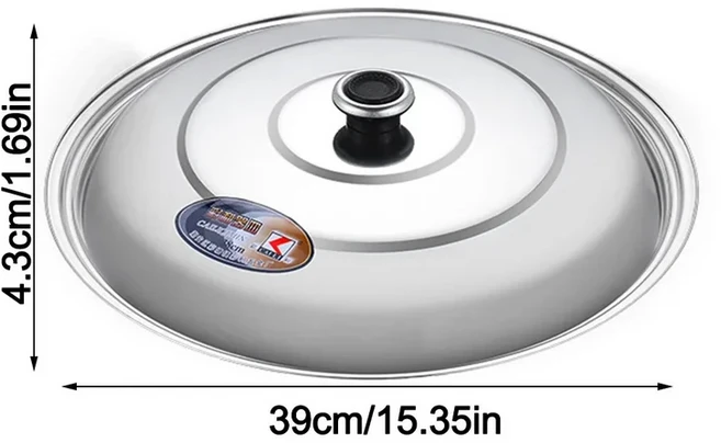 쿠쿠스토어 30-42cm 웍 냄비 뚜껑 범 스테인레스 스틸 주방 음식 두꺼운 재사 가능한 프라이팬 커버 레스토, 01 40cm