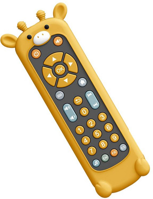 JC 원격 전화 플레이 세트 음악 TV 리모컨 1 2 3세를 위한 교육용 현실적인 유아 TV 원격 장난감 척, 17x5x2cm, 실리콘, 검은 기린 케이스, 1개