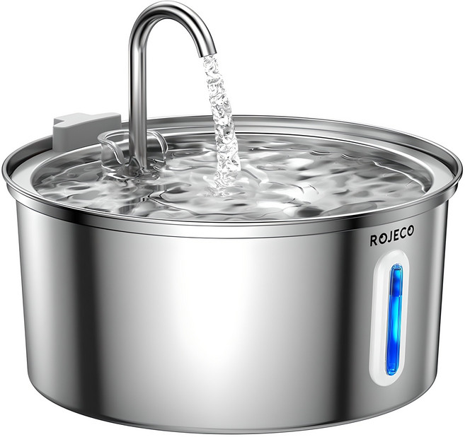 로제코 반려동물 스테인리스 스틸 급수기 3.2L, 실버, 1개, SSPF-A09