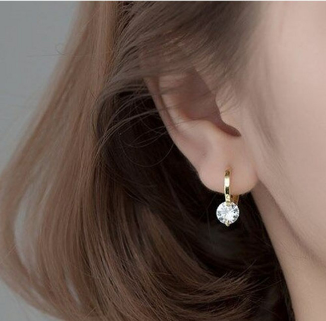 여성 심플 하객 큐빅 원터치 링 귀걸이 A1227