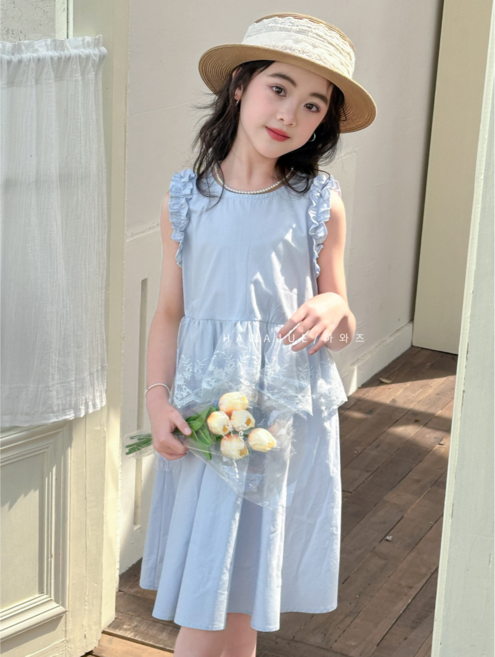 하와즈 프릴 민소매 레이스 샤 러블리 원피스 2컬러