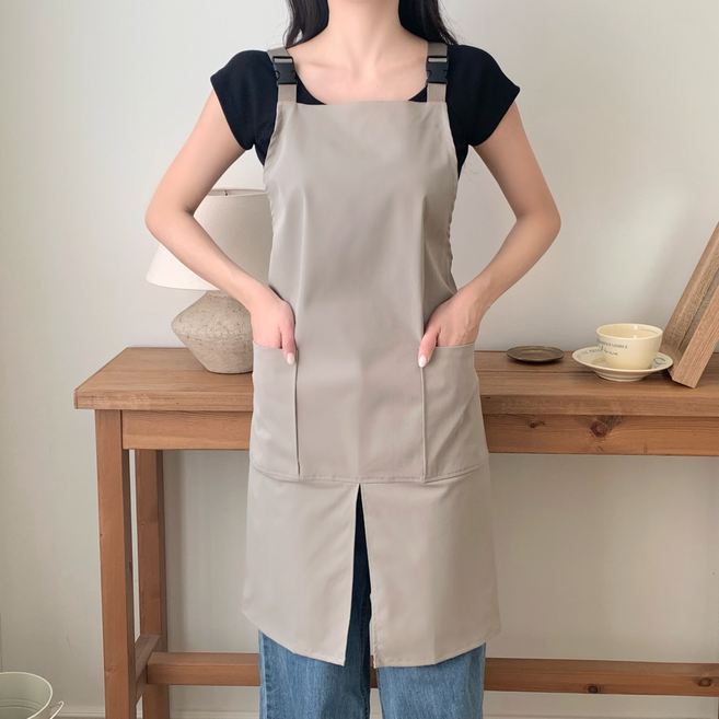 드로우데이즈 H형 가벼운 주방 앞치마 예쁜 방수 앞치마, 1개, 연 그레이