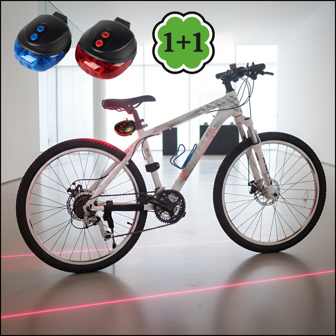앙비 자전거 후미등 LED 레이저 포인트 야간 안전등 세트, 1세트, 레드+블루