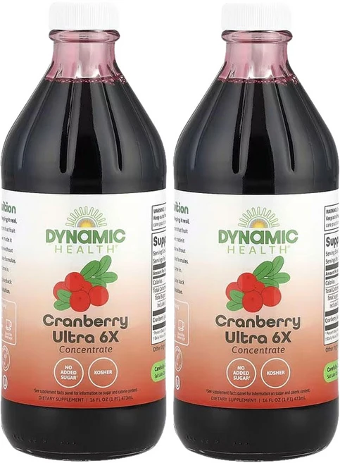 Dynamic Health 크랜베리 울트라 6배 ​​농축액 무가당 쥬스 473ml 2개 - 쿠팡