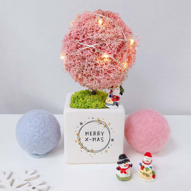 스칸디아모스 크리스마스트리 산타선물 트리장식 크리스마스 소품, 큐브 루돌프 트리-핑크, 1개