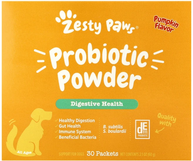 Zesty Paws 프로바이오틱 파우더 반려견용 모든 연령 호박 30팩 60g(2.1oz) Paws (제스티 포즈), 1개 - 쿠팡