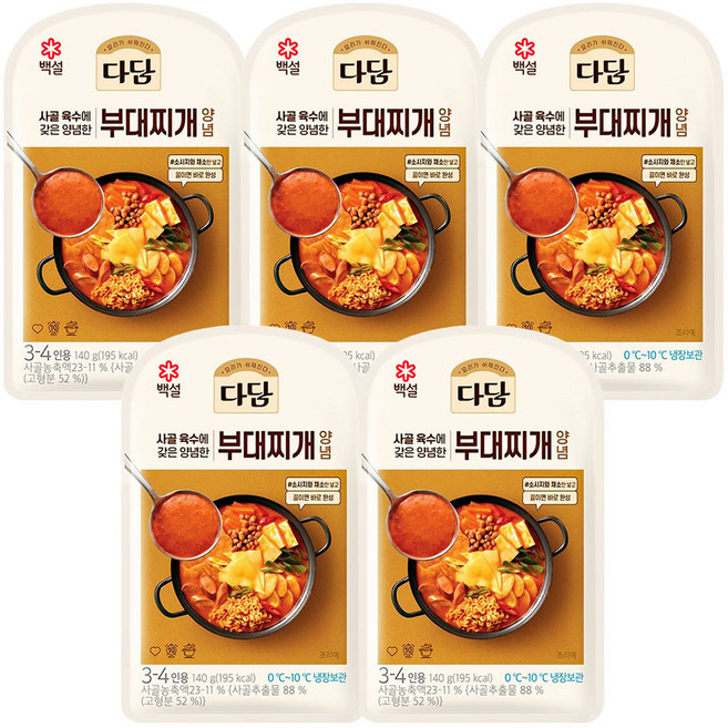 백설 다담 부대찌개양념, 5개, 140g