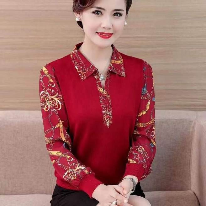 여성 남방셔츠 블라우스 카라 긴팔 봄가을 중년 40-50대 엄마옷